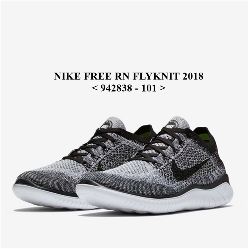 Nike Free RN Flyknit Men's running shoes Black White Oreo (942838-101) Panda
